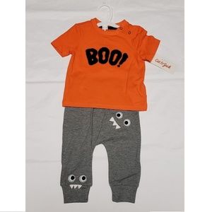 Baby Halloween 2 Piece Outfit BOO! Orange Top NWT